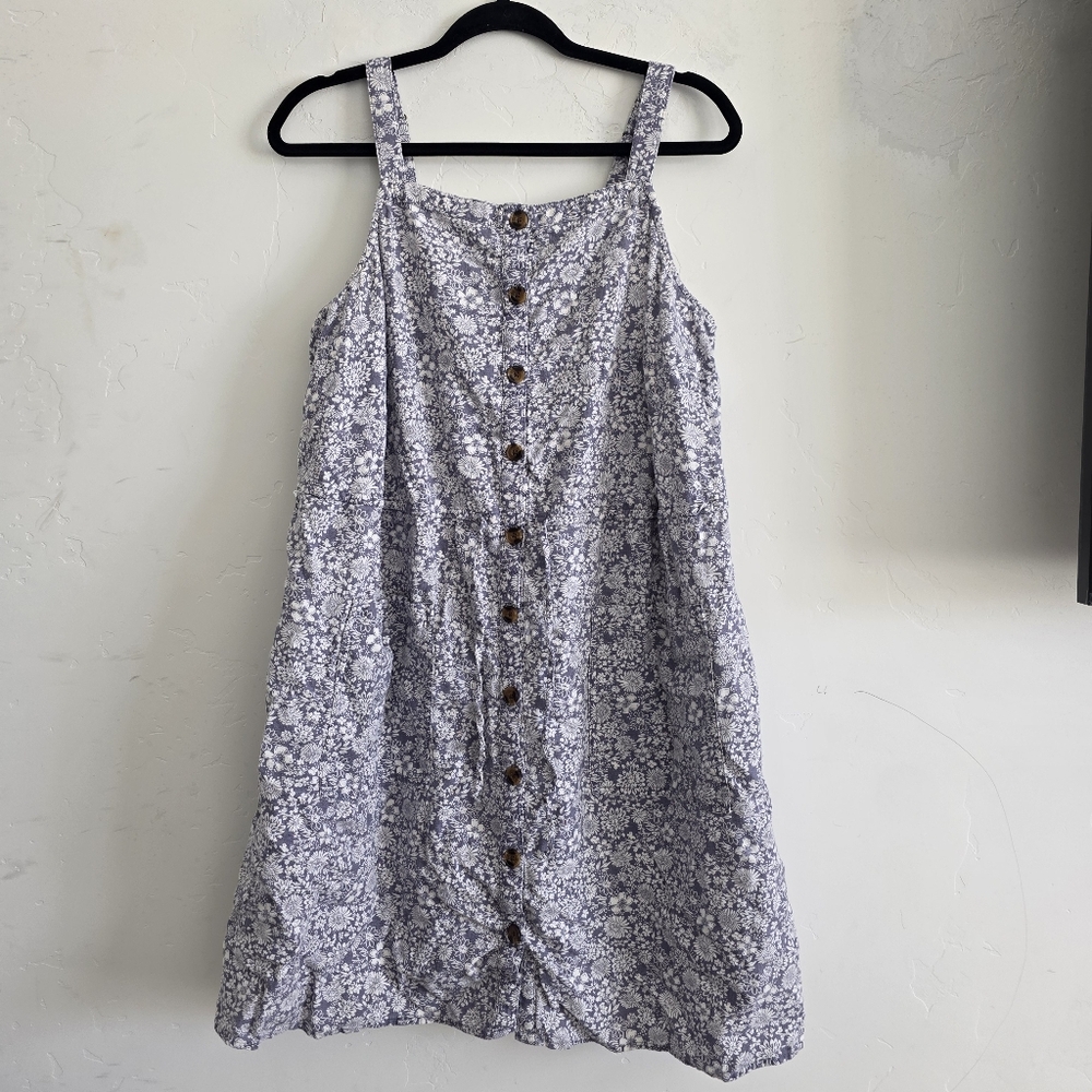 Sonoma Blue Floral Button Dress